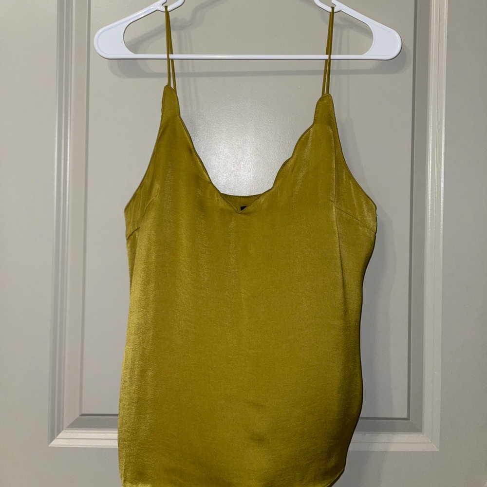 silk olive green tank top